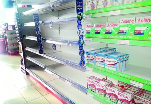 Shops are yet to receive full stocks after the price hike of milk powder. Pic by Chathuri Dissanayake