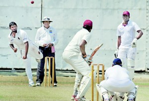 Colts spinner Sachith Pathirana took four wickets against Moors at Braybrooke Place 	             - Pic by Ranjith Perera