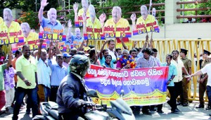 Coming events cast their shadow… if laws can be openly broken with impunity before one is elected, is there any doubt as to what will follow? -outside the District Secretariat in Colombo