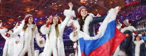 Russia's delegation parades during the Opening Ceremony of the 2014 Sochi Winter Olympics at the Fisht Olympic Stadium on February 7, 2014 in Sochi. AFP