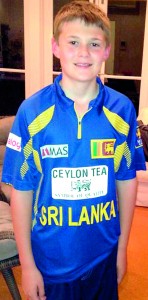 Tom Greig wearing the Sri Lankan cricket t-shirt presented to him at the Sri Lanka National Day