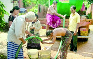 Padukka where the local council has deployed bowsers to supply drinking water to residents. Pic by Nilan Maligaspe