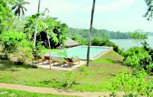 Serene views:  The swimming pool overlooking the river