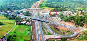 The Kottawa expressway junction. The CBL office  is  circled