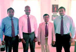 Trinity Army Founders - From Left Niroshan Goonawardena, Dushan De Silva, Trinity Principal Brigadier Udaya Ariyaratne and Migara Maddumapatabendi.
