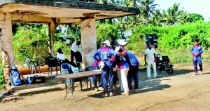 The dilapitated Training College shelter which they use as a make-shift pavilion