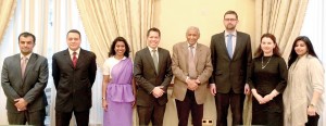 (L-R) Nawaf D. Boshaibah (First Secretary-Political Section), Hassan ( Egypt), Muthu (Sri Lanka), Natthapol (Thailand), HE Khaled-Al-Duwaisan GCVO - Ambassador for the State of Kuwait, Batroz (Poland), Simona (Romania) and Baderalduja AL-Moudayan (Diplomatic Attache)