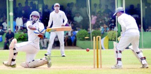 St. Peter’s first innings centurion Chandula Jayamanne is clean bowled by Josephian Malshan Rodrigo in the second innings for just 13 - Pic by Ranjith Perera
