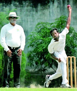 CCC paceman Dilesh Gunaratne captured a match bag of 8 wickets against Ragama  - Pic by Amila Gamage