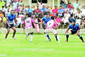 The battle will also be a crucial faceoff for former S. Thomas’ team mates Rohitha Rajapaksa (with headgear) and Sudarshana Muthuthanthri (7), the skippers of Navy and Havies respectively - Pic courtesy of SLRFU