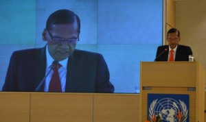 Addressing the UNHRC's 25th sessions, External Affairs Minister G.L. Peiris rejects the Human Rights High Commissioner's report and her calls for an international probe on war crimes.