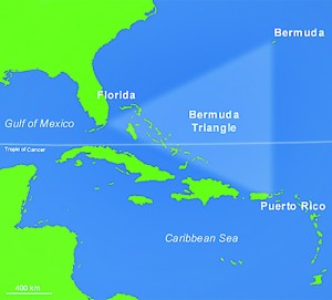 Devil's Triangle: Scores of ships and planes are said to have  vanished without trace over the decades in this vast triangular  area of ocean