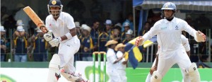 The Royal hero, Hashen Ramanayake plays one on to the onside during his match-saving inning of 96 against the Thomians. - Pix by Amila Gamage