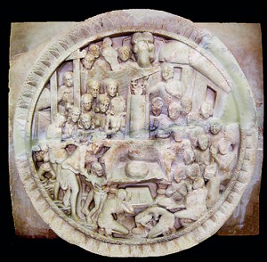 The stone sculpture at the Amaravati museum in Andhra Pradesh