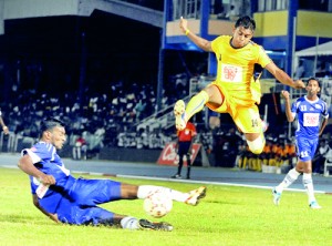 Football action is heralded by the crowd but the need of a facility dedicated to in Colombo is greatly felt. - File pic