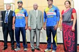 Lankan cricketers in new playing gear