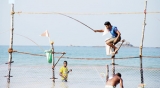 Stilt fishing and toddy tapping arts mingled to a sport