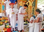 After the perahera, blessing from the deity
