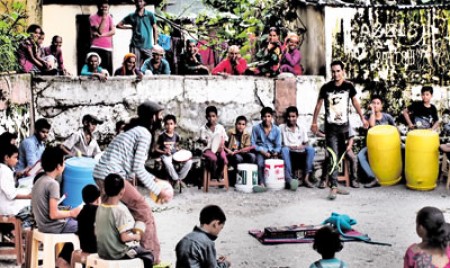 Making music  in the Himalayas