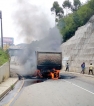 Young and reckless tipper truck and bus drivers face controls