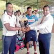 Dharmaraja receives gift of cricket balls  from CHSOF