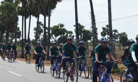 Cycling together in Palmyrah country