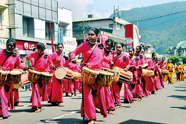 Members of the Hevisi band practise  for the inauguration ceremony