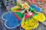 Intricate   kolams that  signify harmony