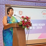 Ms. Aruni Rajakarier, Chairperson  of the CA Sri Lanka Women Empowerment and Leadership Development Committee delivering the welcome speech.