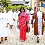 The Chief Guest being escorted by the Principal and the Deputy Principal