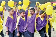 A colourful drill display at the Inter-House Sportsmeet of Nalanda College