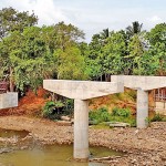 The abandoned construction work of the Thaligala-Liyangastota bridge in Ambalantota.