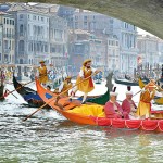 Venice Rowers take part in the annual traditional  gondolas and boats Historical Regatta  (Regata Storica) on the Grand Canal.