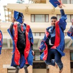 A celebratory moment from a group of young graduates