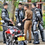 Riot police at the scene Pix by Eshan Fernando