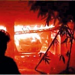 On fire: The Avenra Gardens Hotel (above)   and (top) three reception halls were left gutted