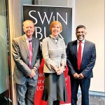 Standing from Left to Right: Dr. Alan Robertson - Dean of Studies, Nawaloka College of Higher Studies, Professor Pascale Quester - Vice-Chancellor and President of Swinburne, Mr. Victor Ramanan - Deputy Chairman/CEO, Nawaloka College of Higher Studies