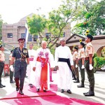 His Eminence escorted by the cadet troop of the college