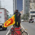 Kollupitiya Taking a stand: A lone protestor makes a point Pic by Nilan Maligaspe