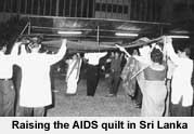 Raising the AIDS quilt in Sri LAnka