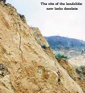 The site of the landslide