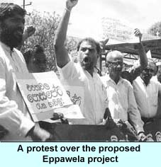 A protest over the proposed Eppawela project