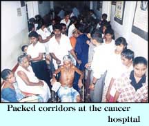 Packed corrdors at the cancer hospital