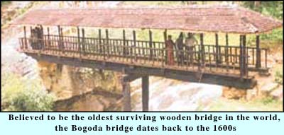 Believed to be the oldest surviving wooden bridge in the world, the Bogoda bridge dates back to the 1600s