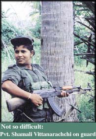 Not so difficult: Pvt. Shamali Vittanarachchi on guard