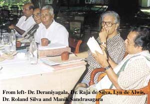 From left - Dr. Deraniyagala, Dr. Raja de Silva, Lyn de Alwis, Dr. roland Silva and Manik Sandradagara