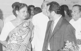 President Kumaratunga and NUA leader Rauf Hakeem at Temple Tress on Friday