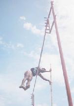 Nalaka Perera goes over the bar to set up a new meet record at the recent Junior