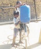 Taking water home on bicycles