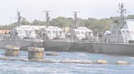 Naval craft at a jetty in the Naval HQ in Trincomalee